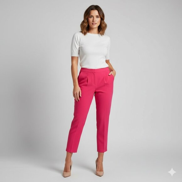 Penningtons Hot Pink Crop Capri Trouser Pants - Picture 4 of 10